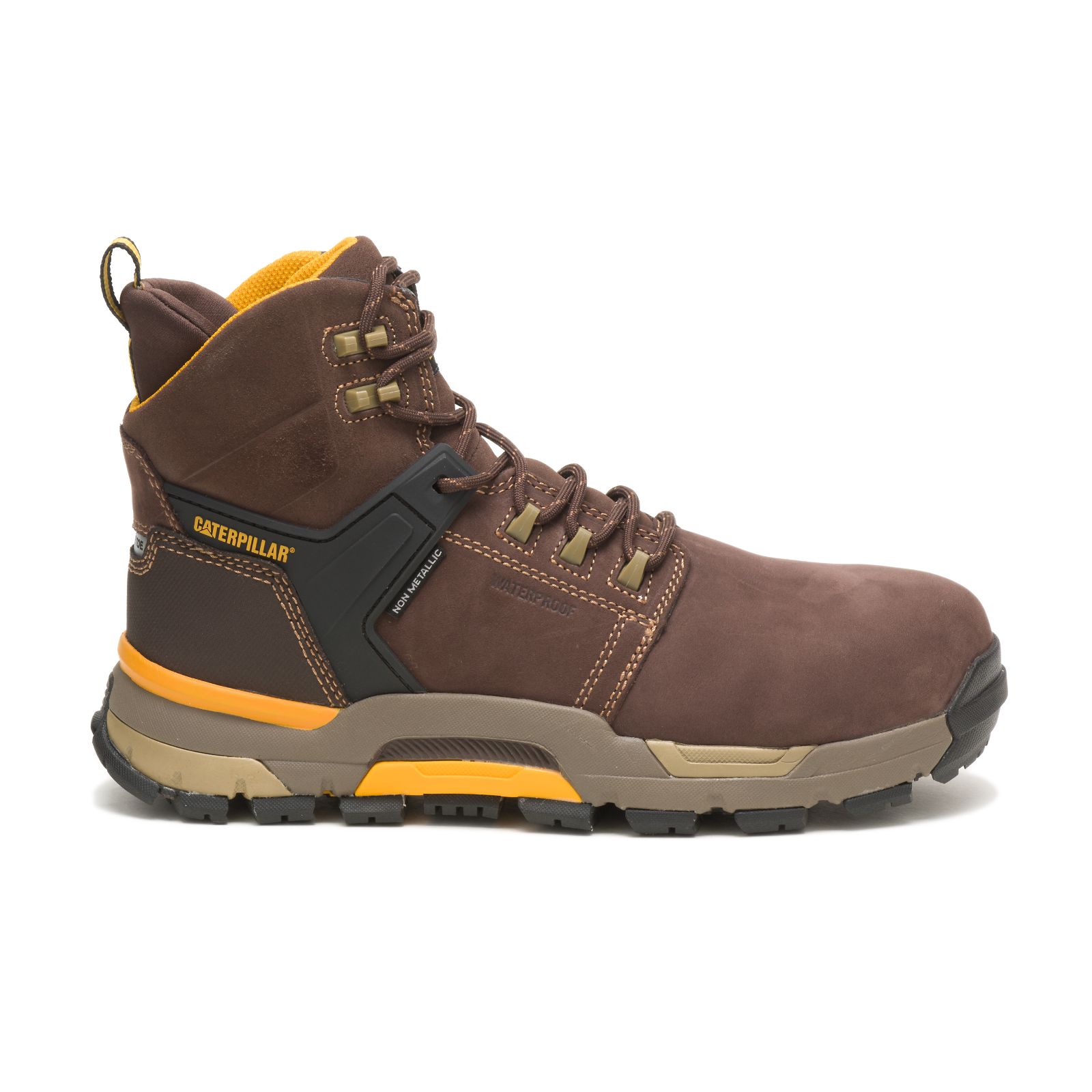 Caterpillar Men's Cat Edge Waterproof Nano Toe Work Boots Coffee CAT-82673